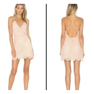 Lovers & Friends Pink Saba Lace Crochet Mini Lace Dress Size Small